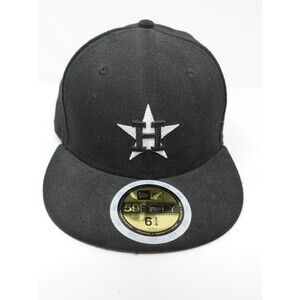 Houston Astros Cooperstown New Era 59FIFTY Hat Black Wool 6 3/4 Fitted MLB